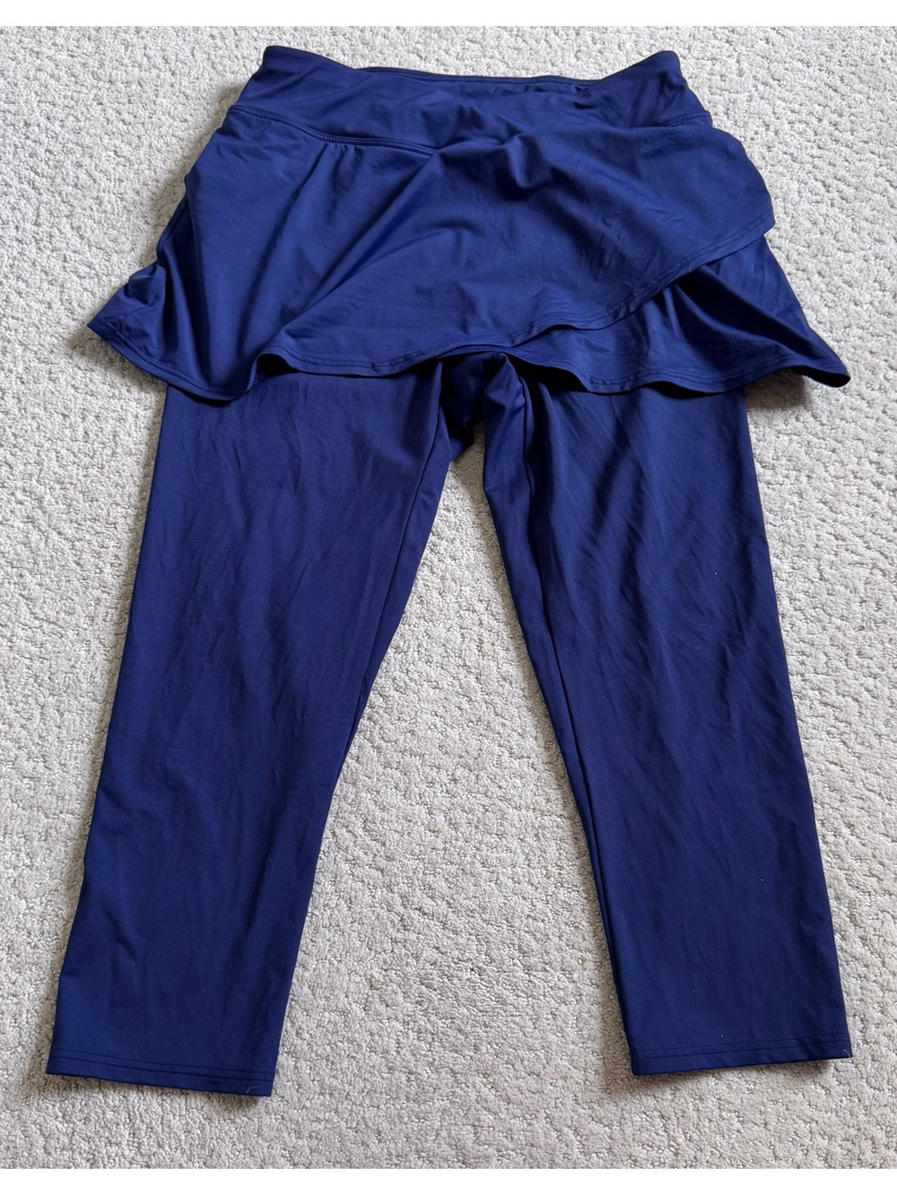 Lands End Womens Swim Skirted Leggings Navy Blue Full Coverage Bottom Small 6/8